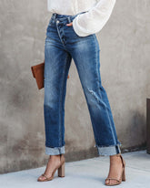 Urban Casual – Ausgewaschene Jeanshose mit geradem Bein